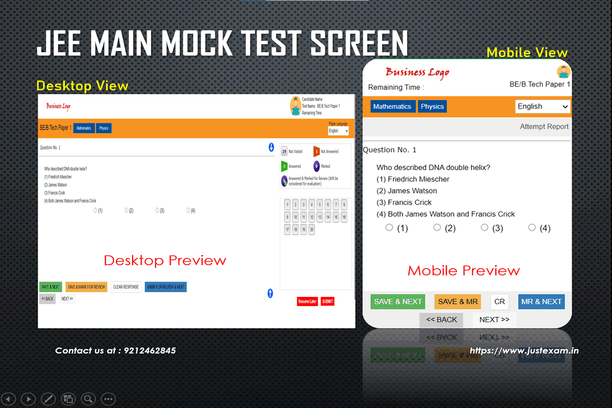 jee main mock test screen