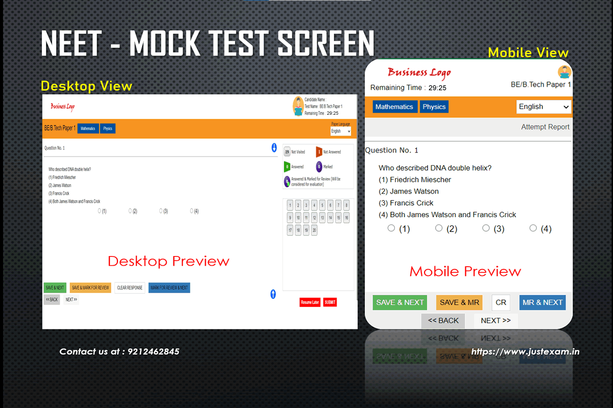 neet online mock test screen